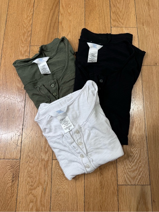 Time and Tru Tops - 3 Women's Henley Tank Tops - Black, Olive, White (3 Pack)